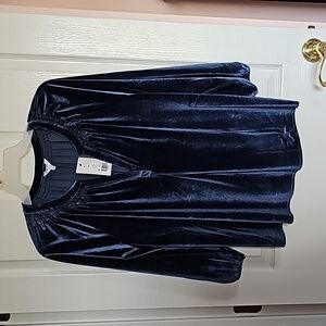 Crown & Ivy navy 3/4 sleeve blouse NWT xxl